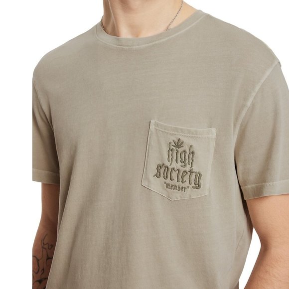 John Varvatos Men's High Society Member Embroidered Graphic T-Shirt Fossil Grey - Picture 5 of 7